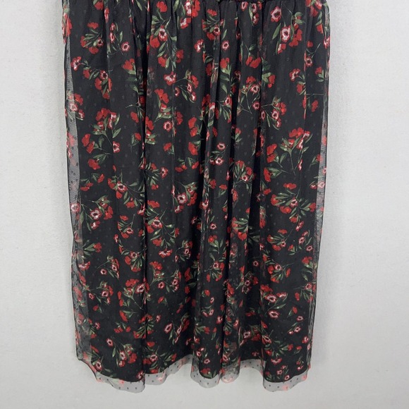 Draper James RSVP Dress Womens Large Black Red Floral Rose Swiss Dot Romantic - Picture 3 of 13
